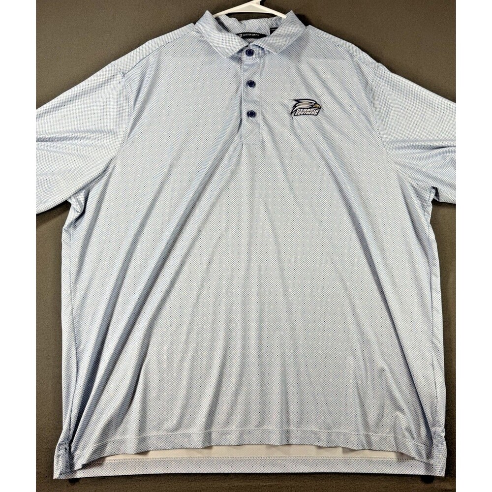 Georgia Southern Polo Shirt Men XXL White Geometric Cutter Buck Performance Golf